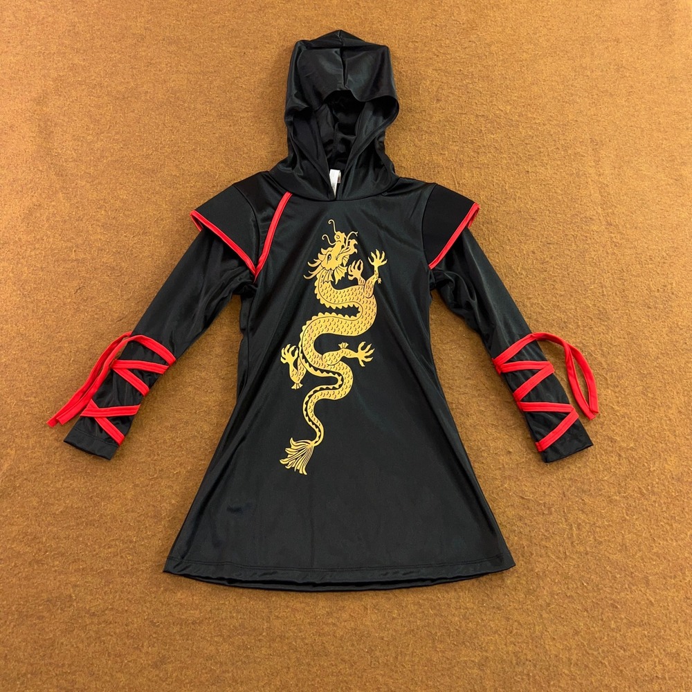 Amscan Child Medium 8-10 Black Dragon Ninja 2-Piece Halloween Costume Set New - Picture 3 of 10